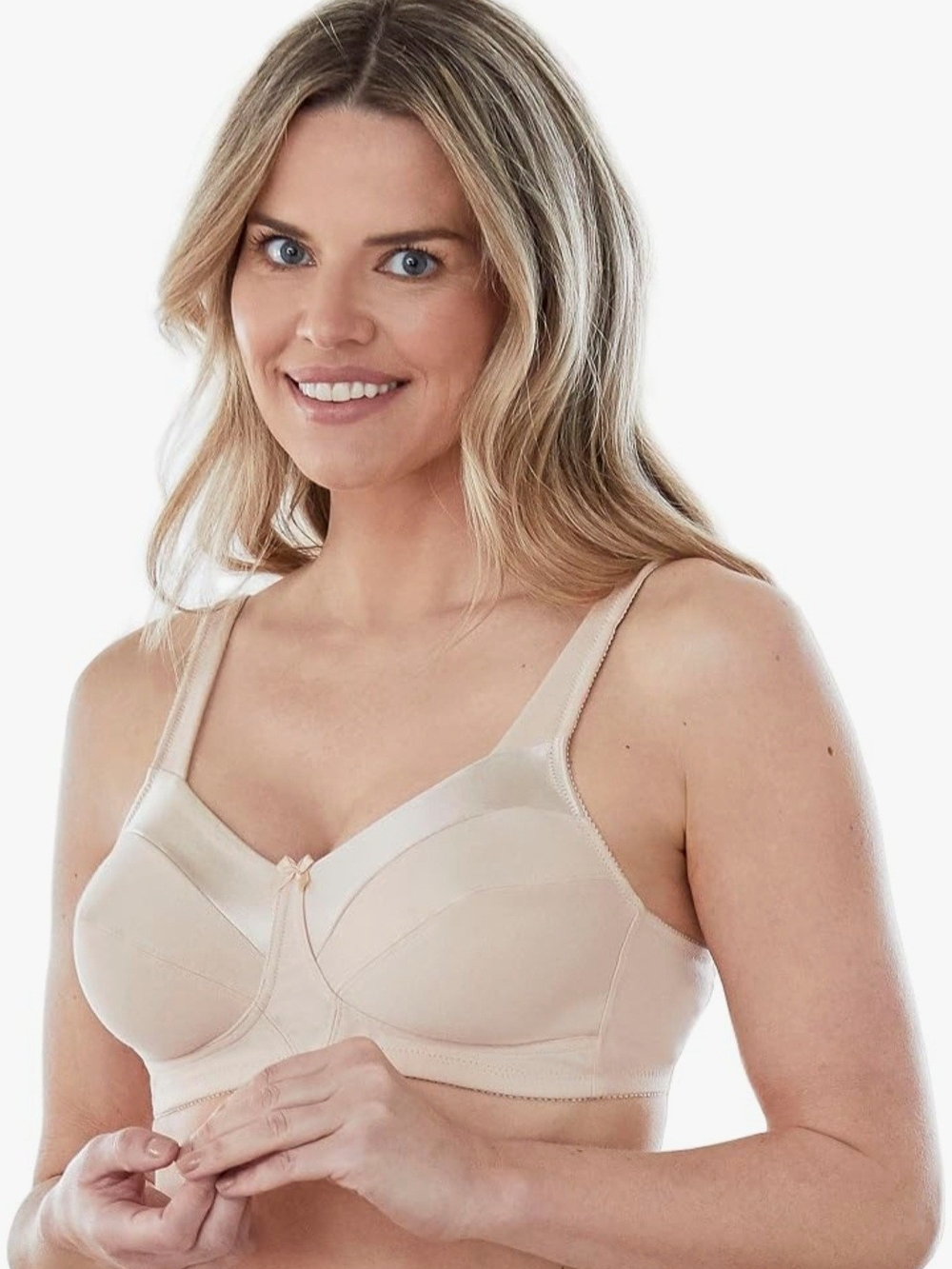 Bestform Satin Trim Unlined Cotton Bra in Nude NWOT 36B